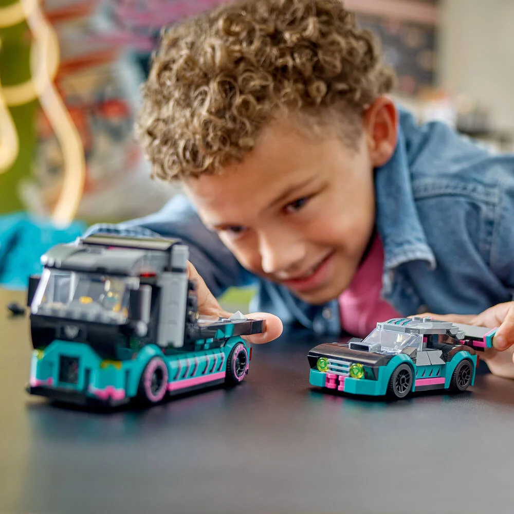 LEGO®CITY 60406 - LA VOITURE DE COURSE ET LE CAMION DE TRANSPORT DE VOITURES