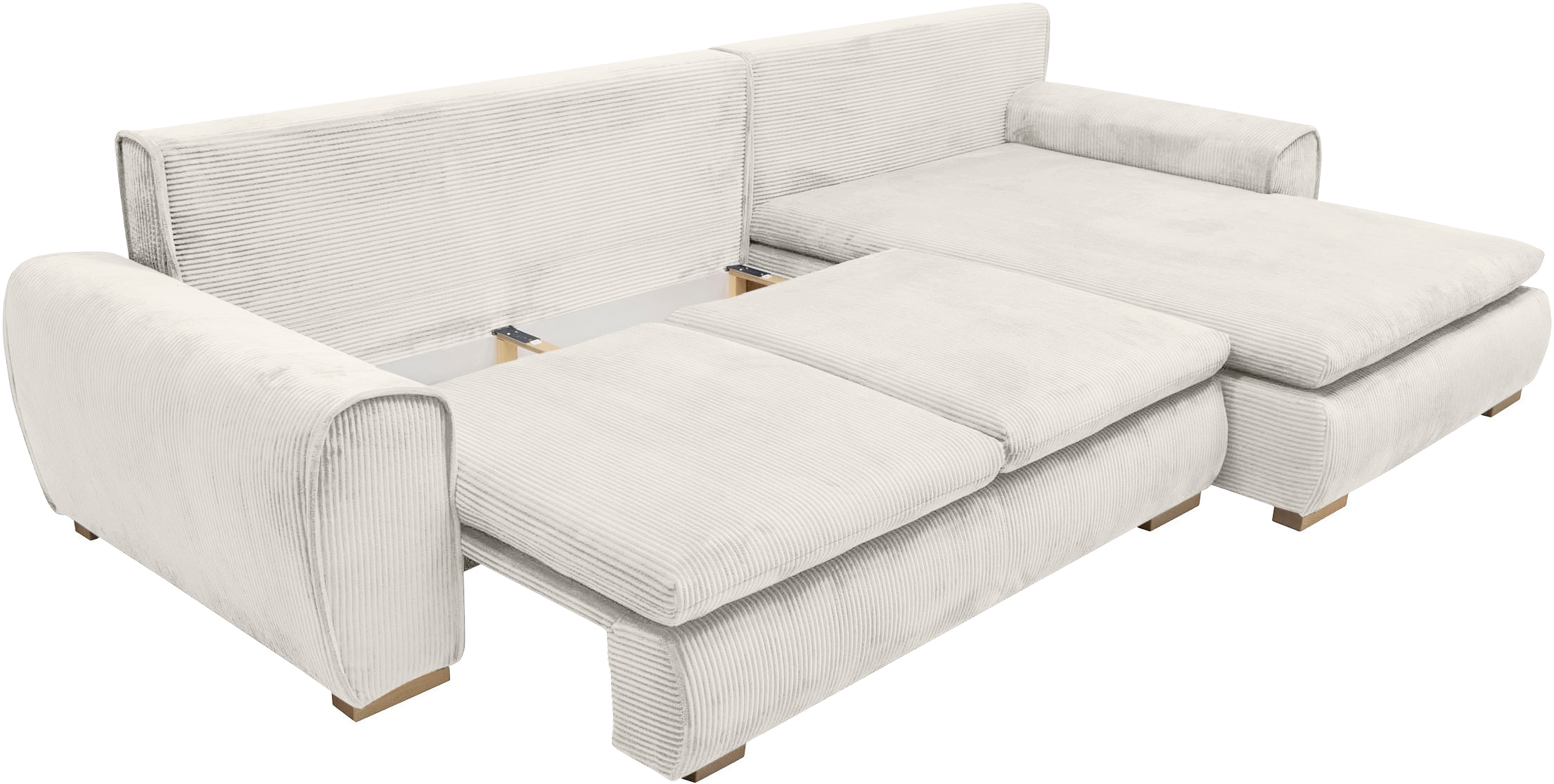 Home affaire Ecksofa »Katja L-Form, B: 325 cm« mit Bettfunktion, Bettkasten & 4 Zierkissen