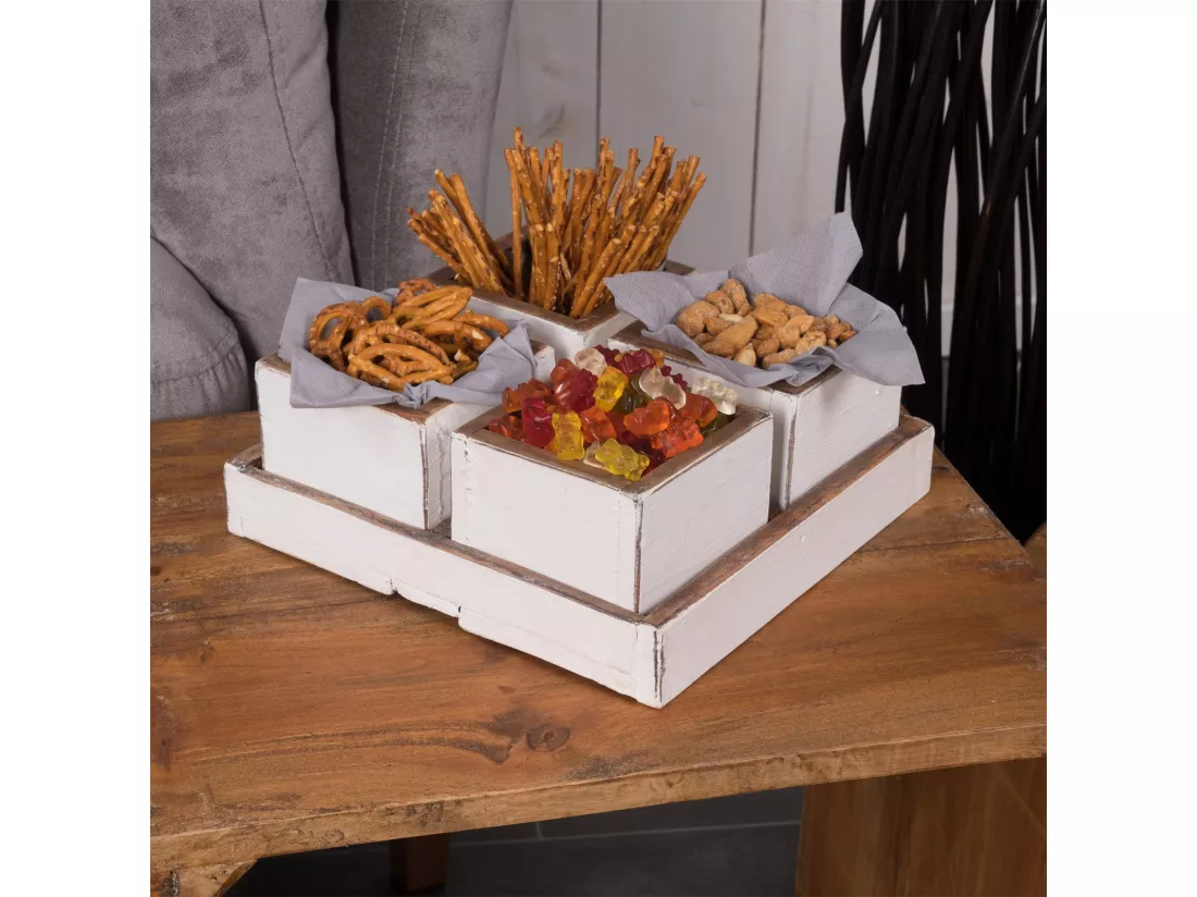 ENSEMBLE DE CAISSES Cubo 5 pièces. Bois massif 06 weiß-landhaus