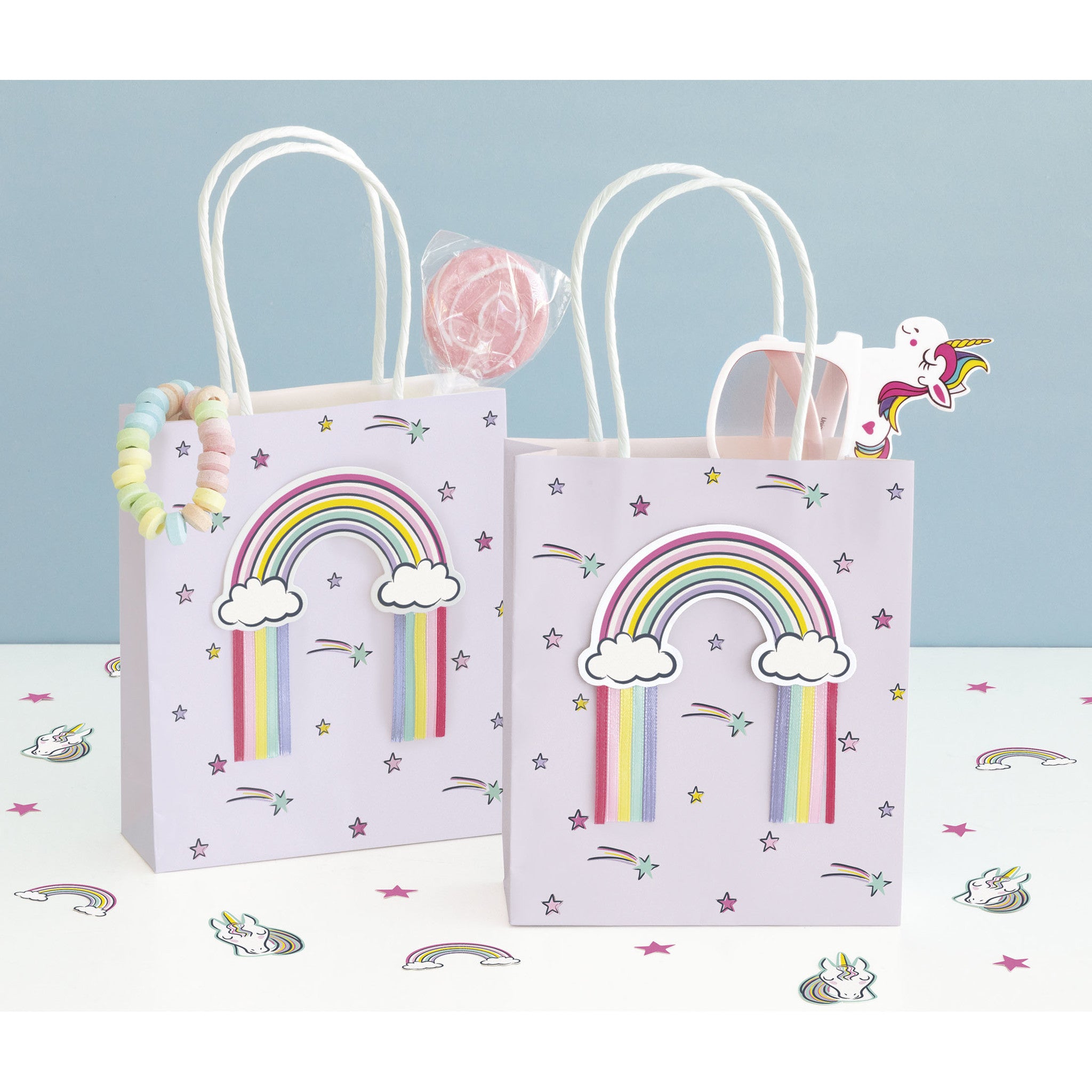 Lila Uitdeeltasjes Regenboog 3st
