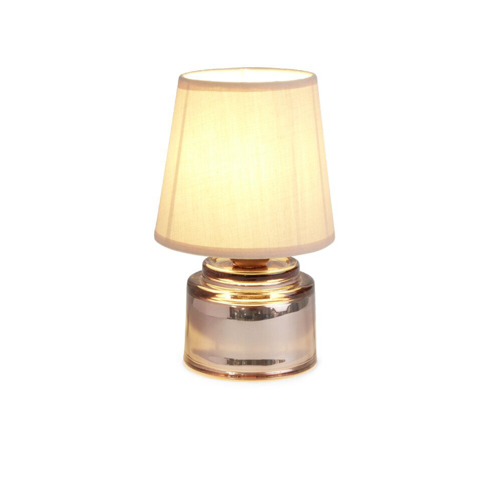 Lampe à poser Ø12xH22cm verre et polyester rose gold