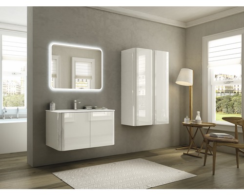 LED-spiegel 95x70 cm met anti-condenscoating ter voorkoming van condensvorming IP 44 (beschermd tegen vreemde voorwerpen en spatwater)