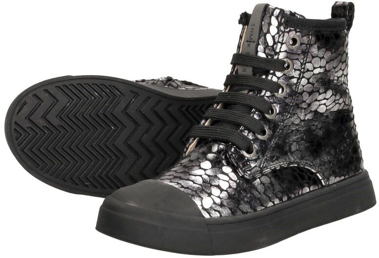Shoesme Veterschoen hoog zilver