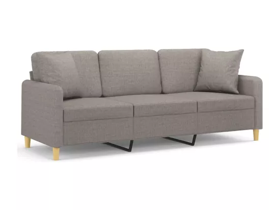 Canapé 3 places avec oreillers décoratifs taupe 180 cm tissu