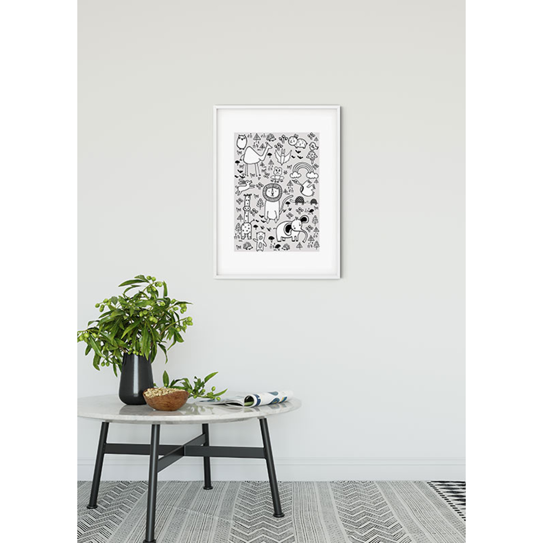 Wandbild SCRIBBLE PARK - schwarz-weiß - 50x70 cm