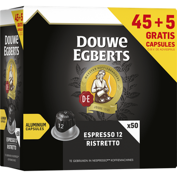 Douwe Egberts Espresso 12 Ristretto Gemalen Koffie 45 + 5 Gratis Capsules 260 g