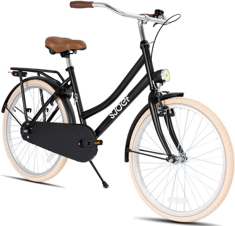 SJOEF - City - Kinderfiets - Zwart - Aluminium - LED Verlichting - Inclusief Slot