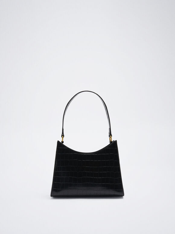 Bolsa de ombro com estampa animal - Preta