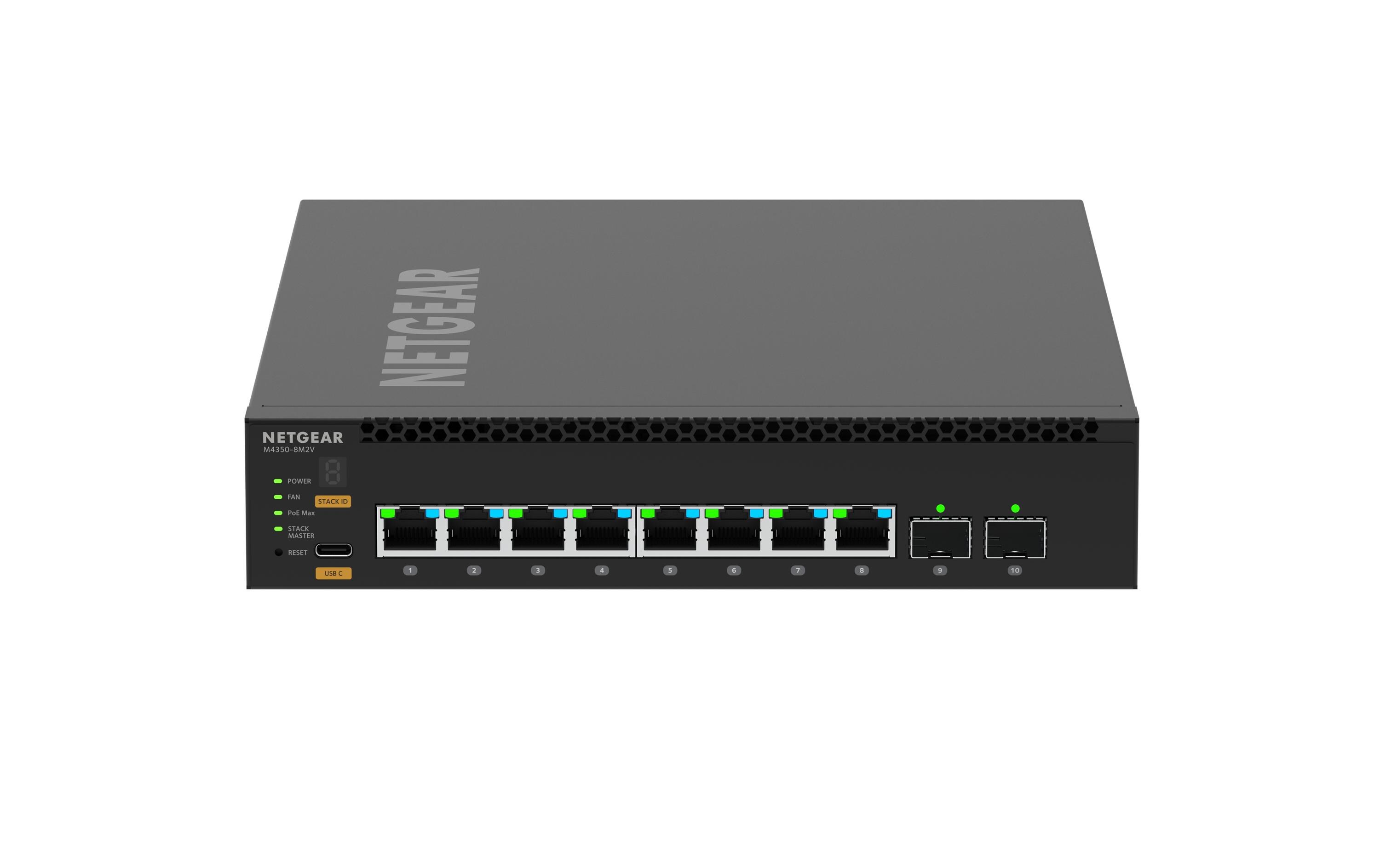 PoE++ Switch AV Line M4350-8M2V 10 Port<br>8 x 2,5 G PoE++ (119 W Basis, bis zu 551 W) und 2 x 25 G SFP28 Managed Switch