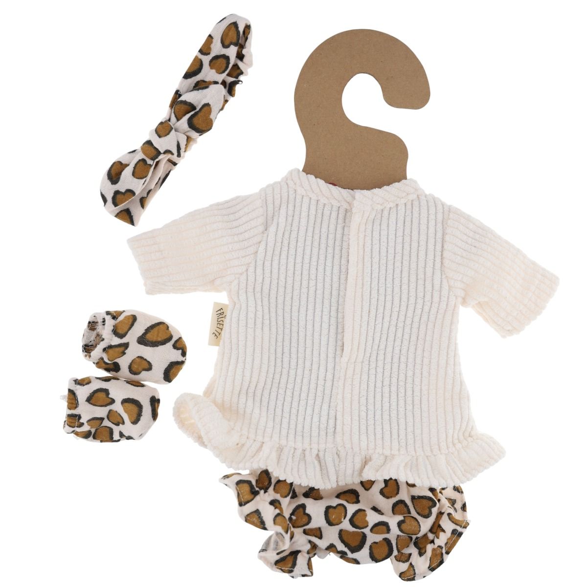 Tenue poupée Pia - robe en velours écrue - Chaton Frisette
