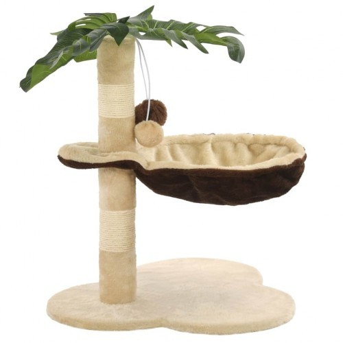Arranhador com poste de sisal, marrom e bege