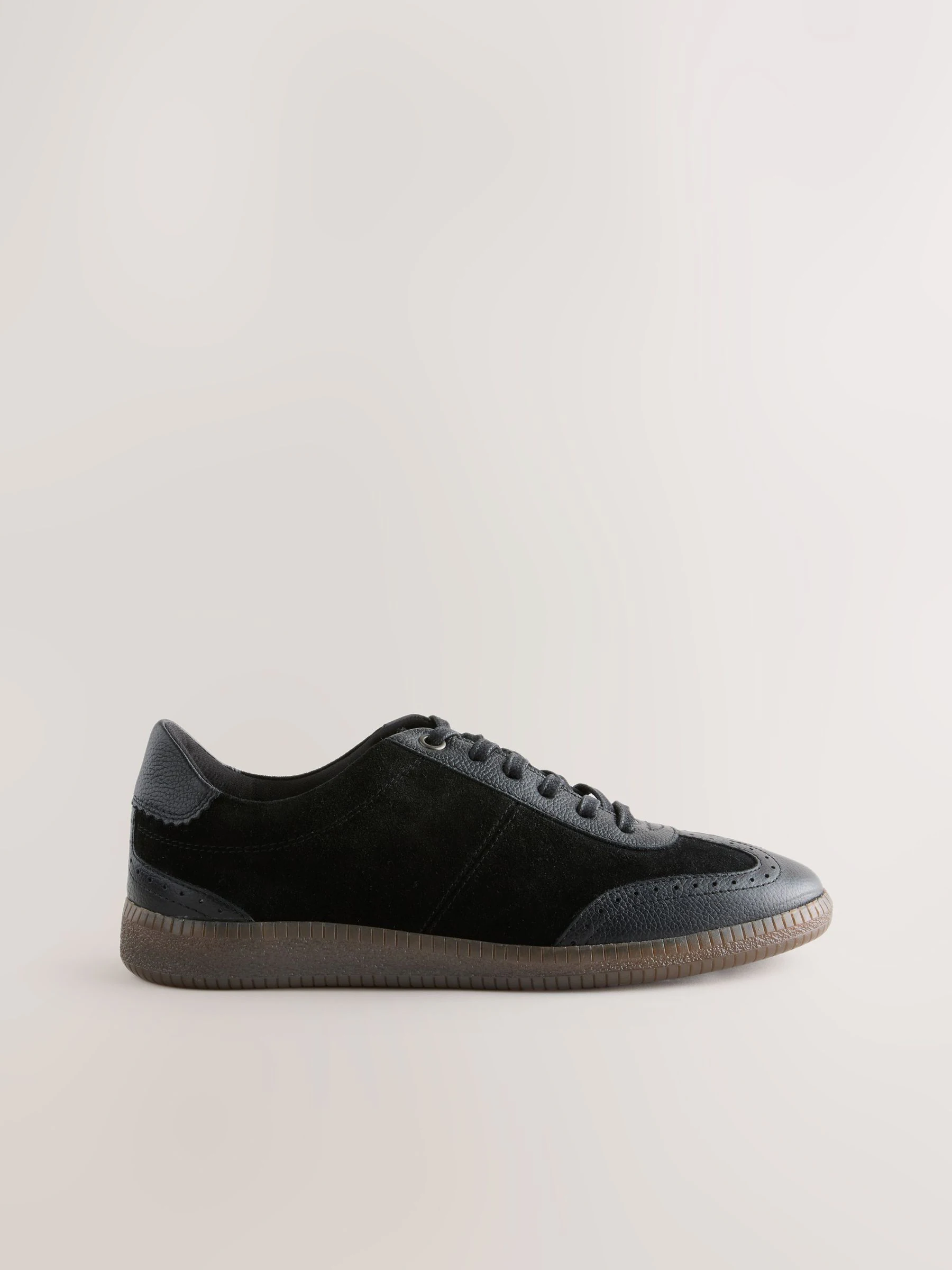 Zwart - Leather Brogue Lace Up Trainers
