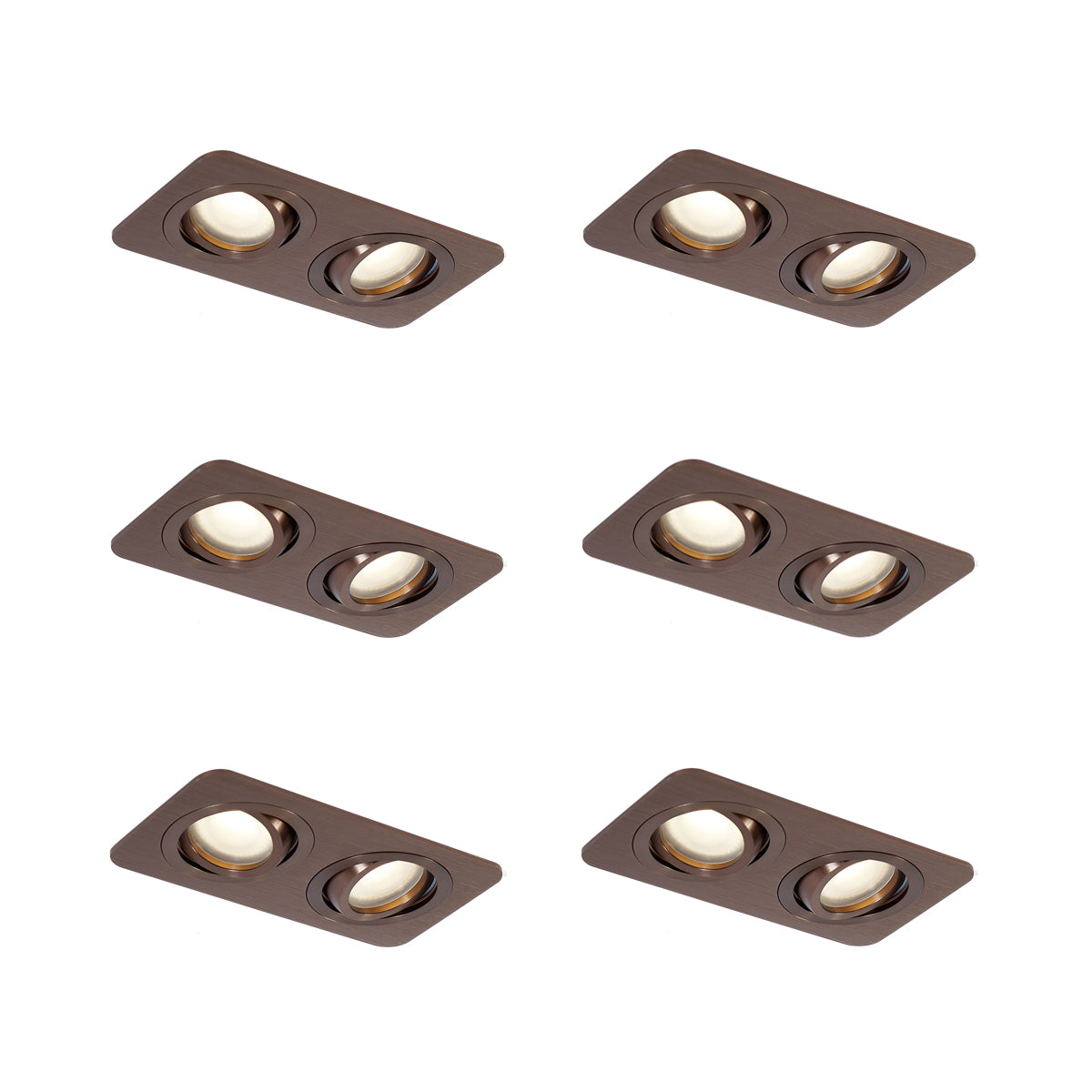 QAZQA Set van 6 afgeronde inbouwspots donkerbrons GU10 50mm draai- en