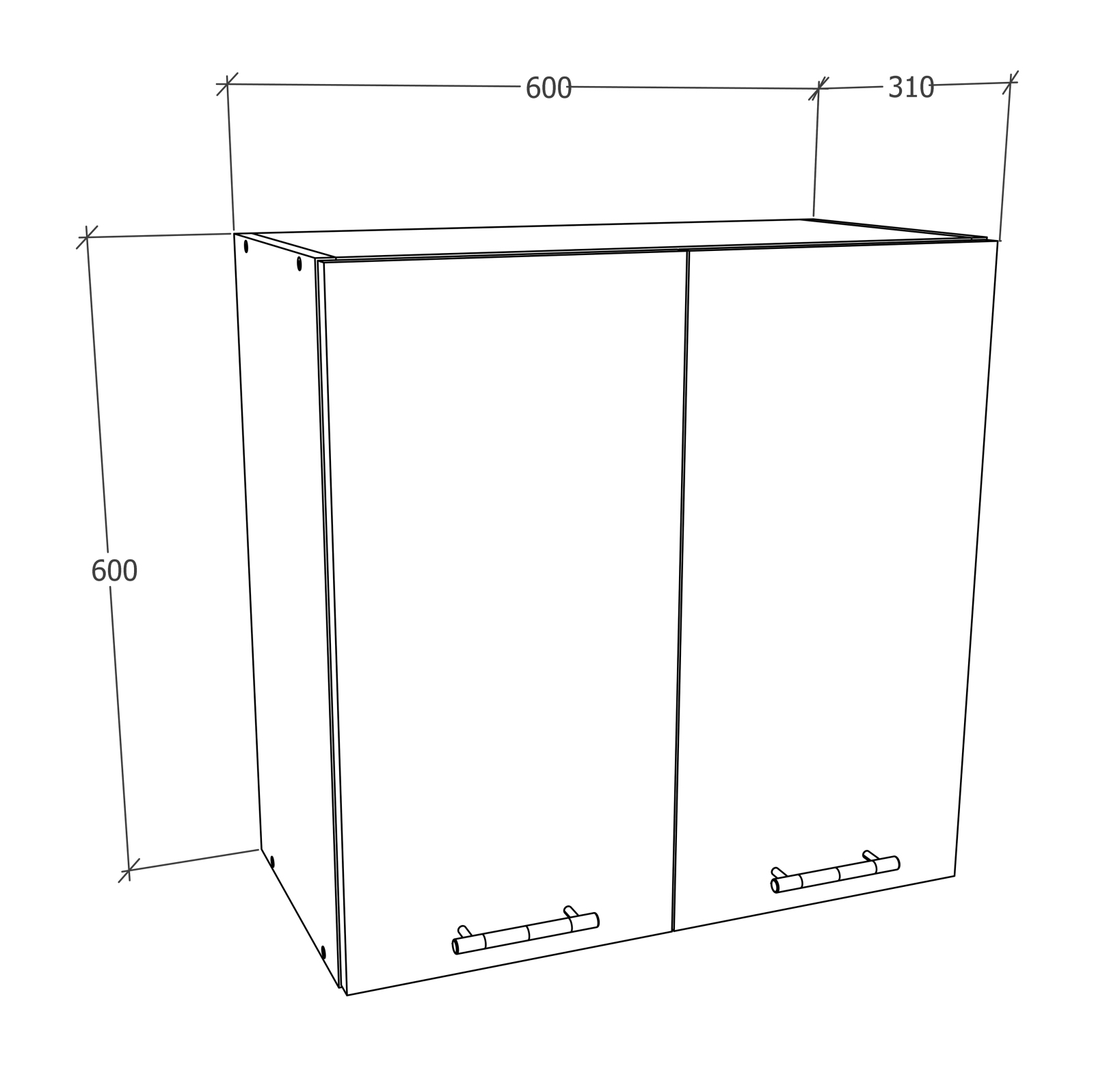 Hängeschrank ESILO - weiß - anthrazit - 60 cm