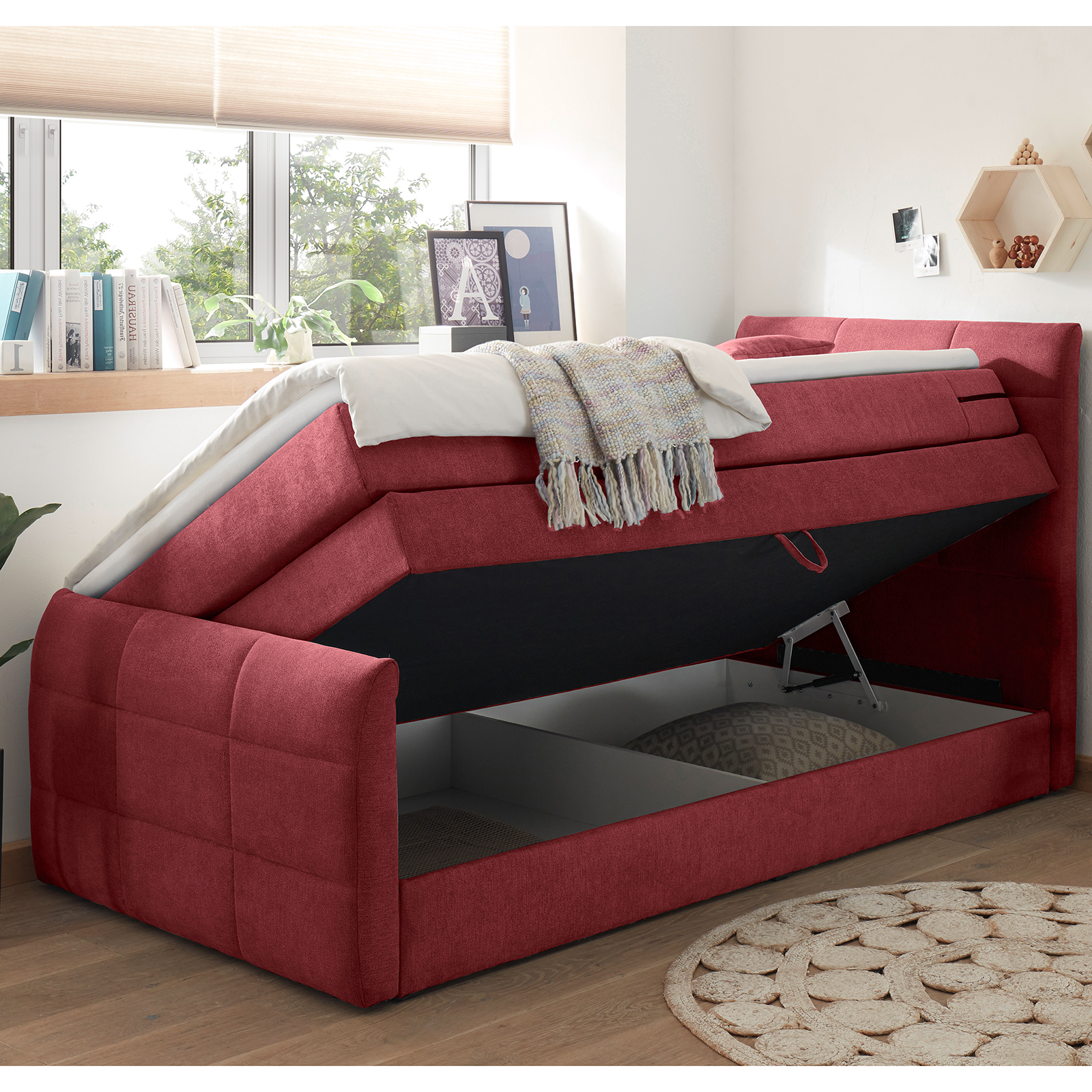 Boxspringbett - berry - H2 - 100x200 cm