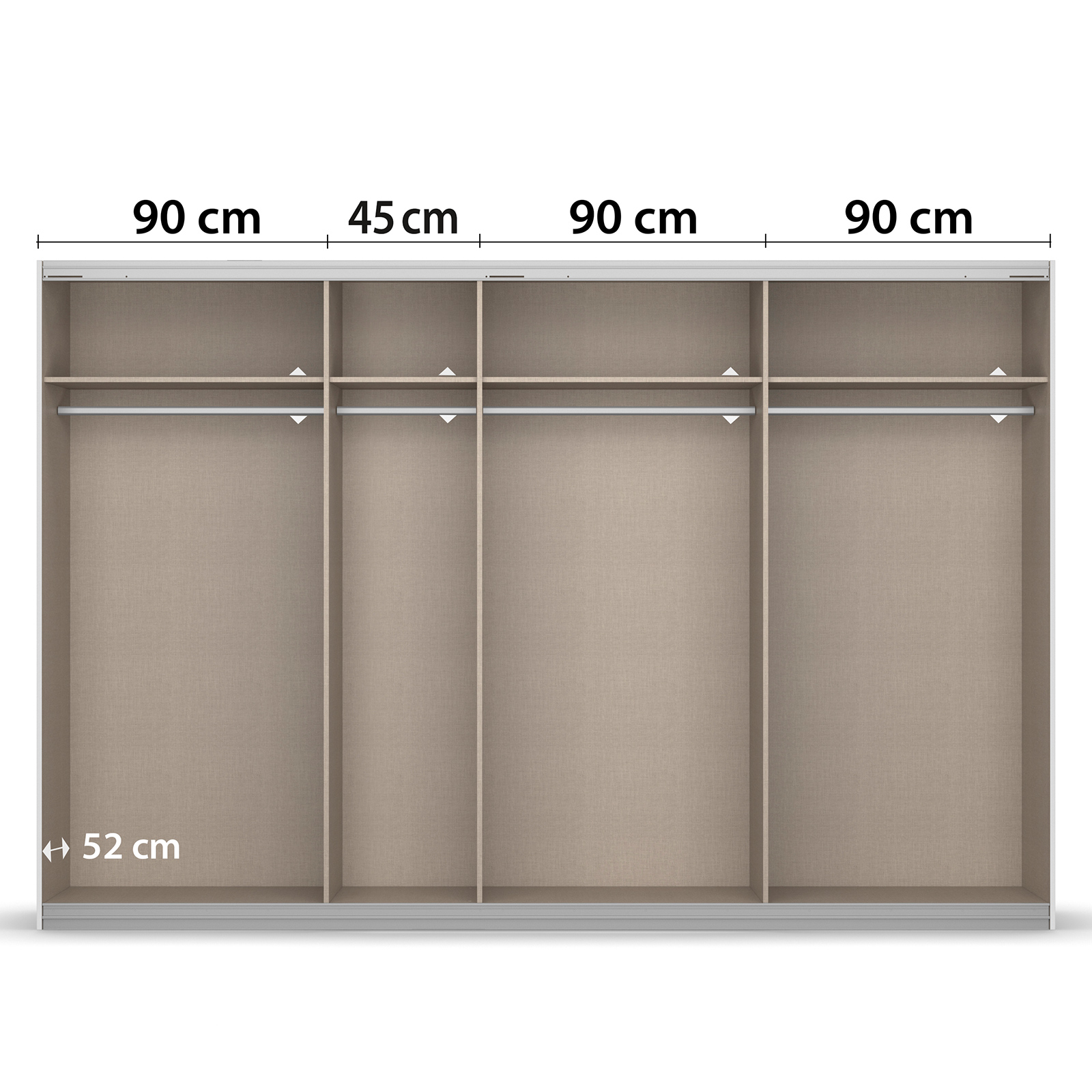 Schwebetürenschrank - seidengrau - 2 Spiegeltüren - 315x210 cm