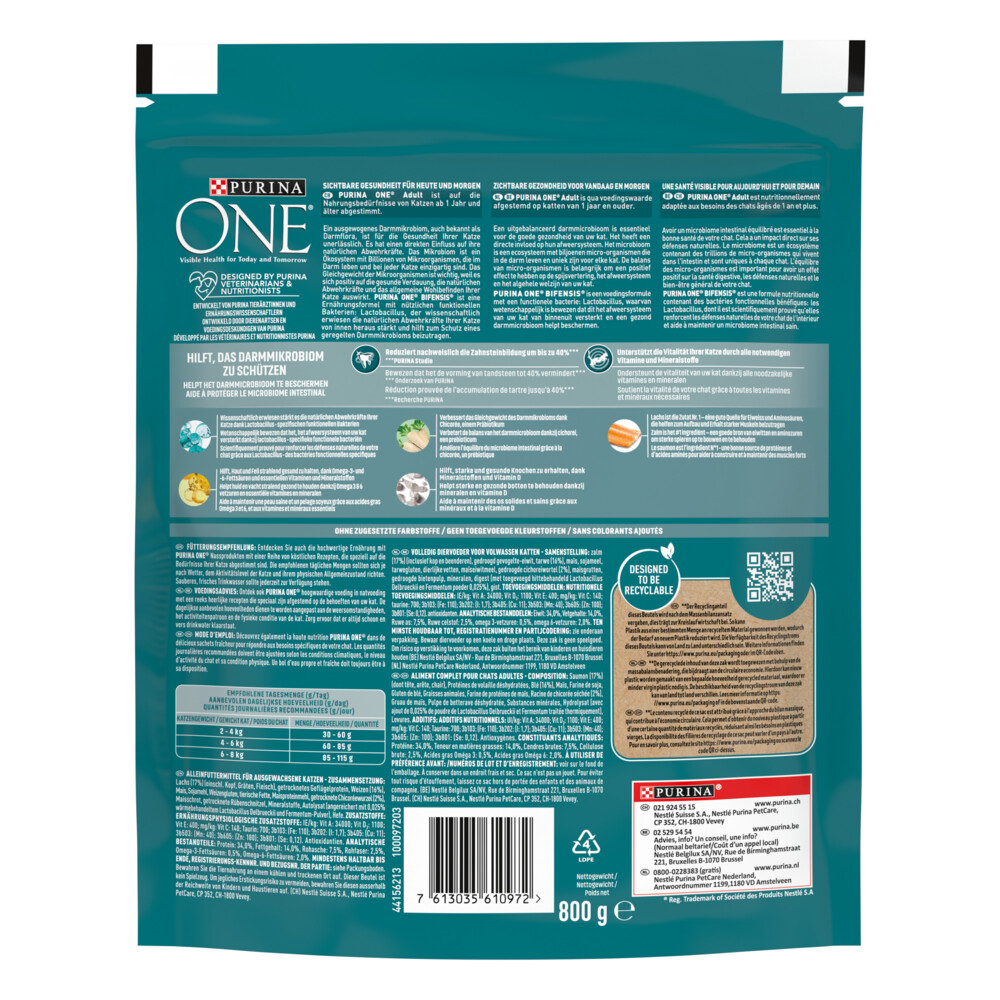 Purina ONE Adult Zalm - Volkoren Granen800 gr