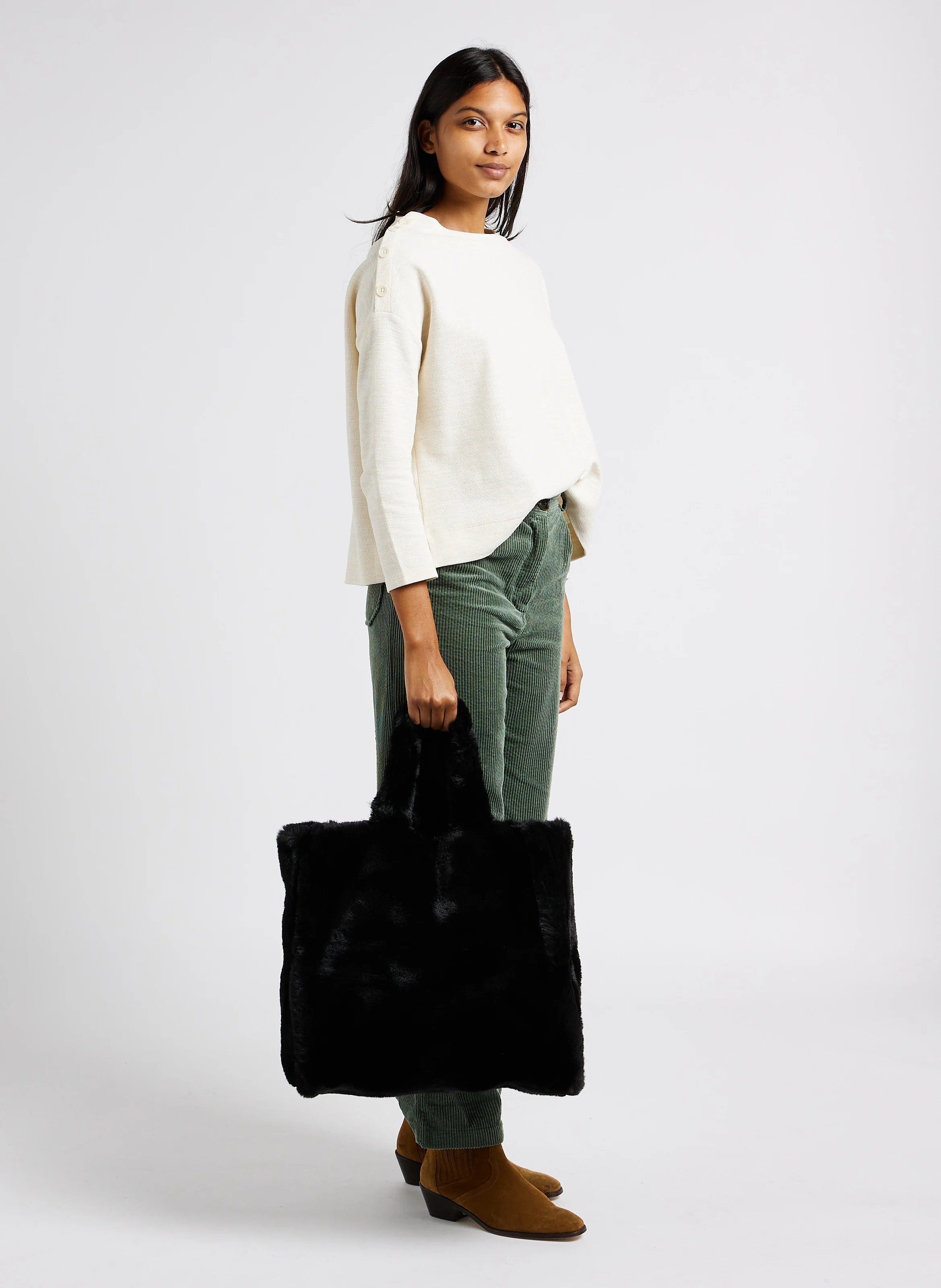 Sac en fourrure synthétique| Noir