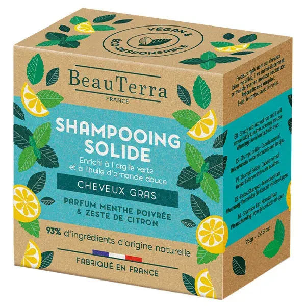 Shampoo sólido Beauterra para cabelos oleosos 75g