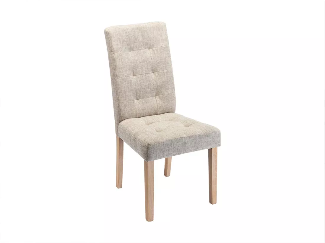 Lot de 2 chaises en tissu et bois - Beige - VILLOSA