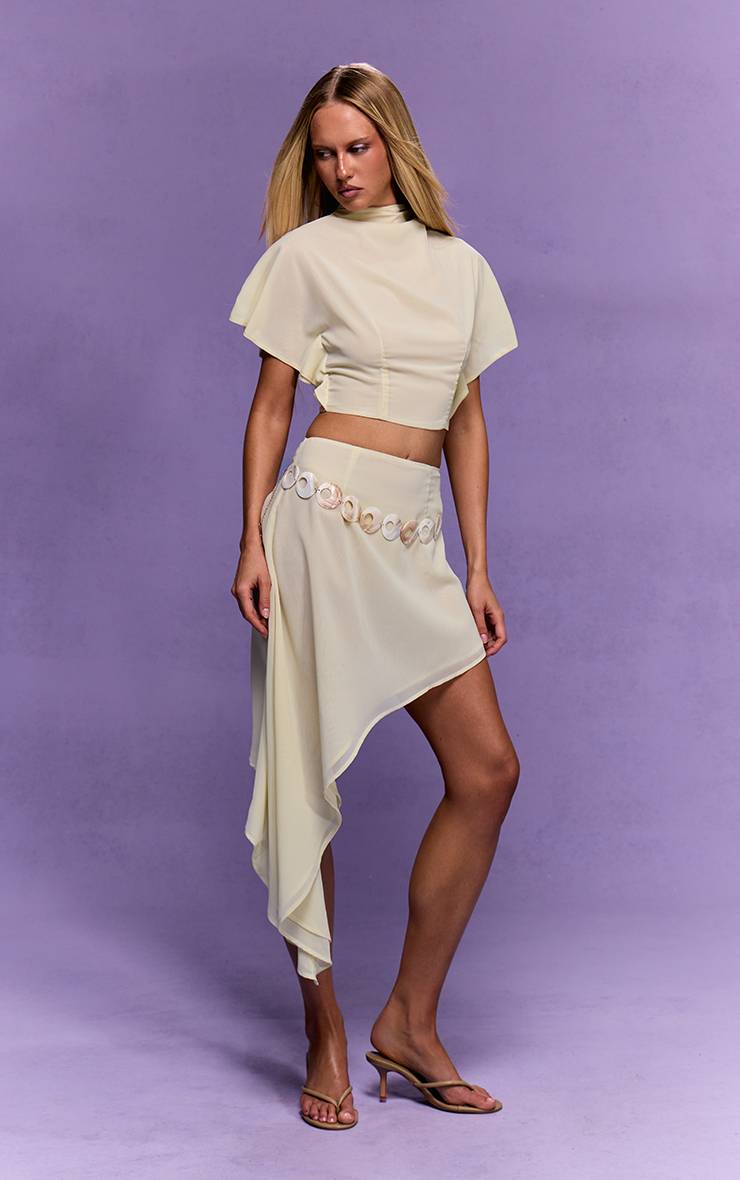 Citron Jupe Midaxi Asymétrique En Mousseline Co-ord