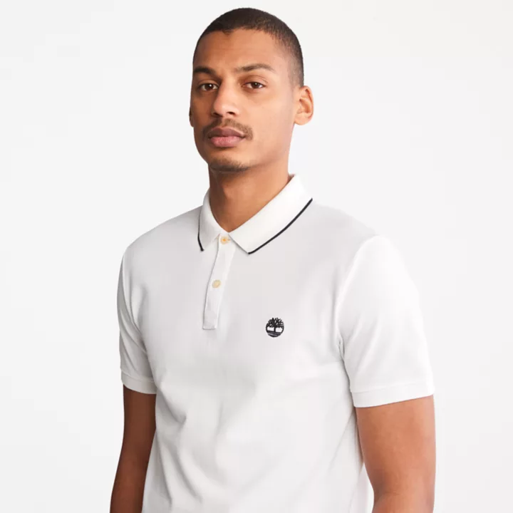 Polo à col imprimé Millers River pour homme en blanc