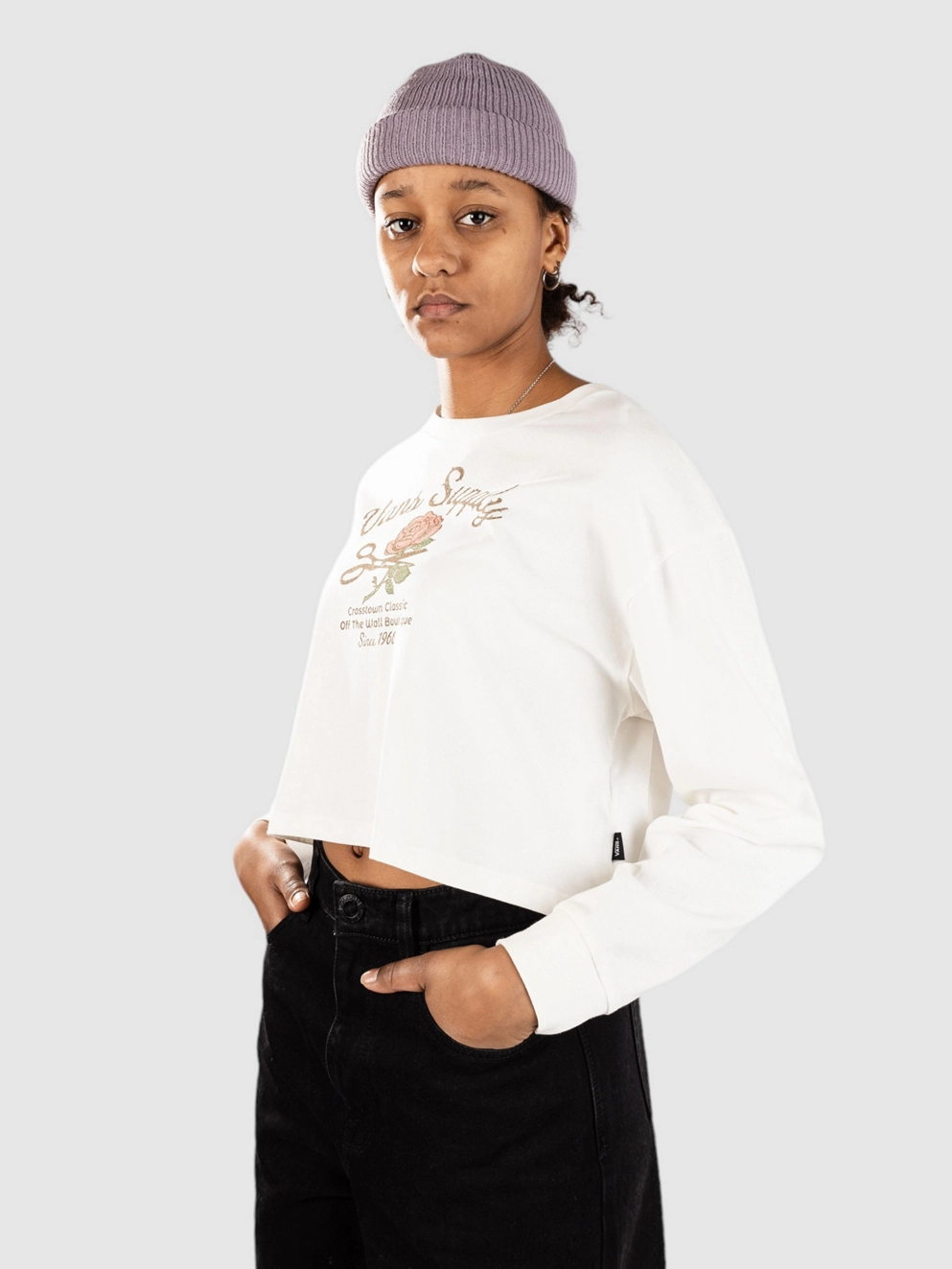 Vans Supply Boutique Relax Crop Long Sleeve T-Shi marshmallow