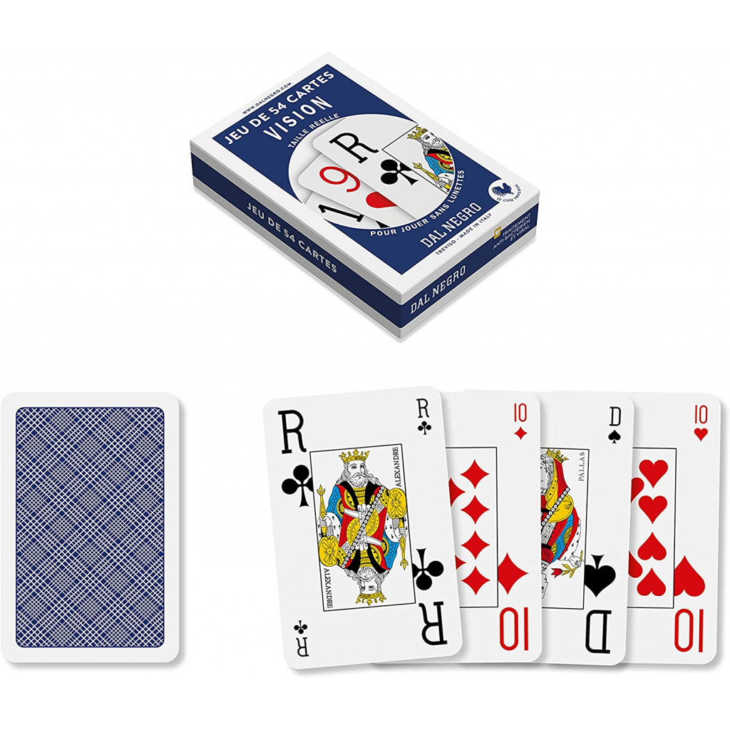 Jeu de 54 cartes Bridge - bleu - VISION le Coq Imperial