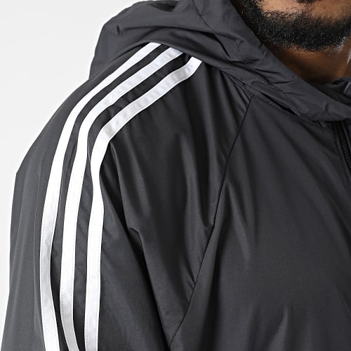 Coupe-Vent A Capuche A Bandes BSC 3 Stripes H65776 Gris Anthracite