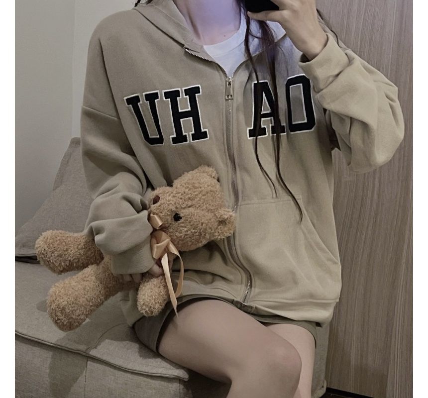 Sienne - Hoodie met rits en letters