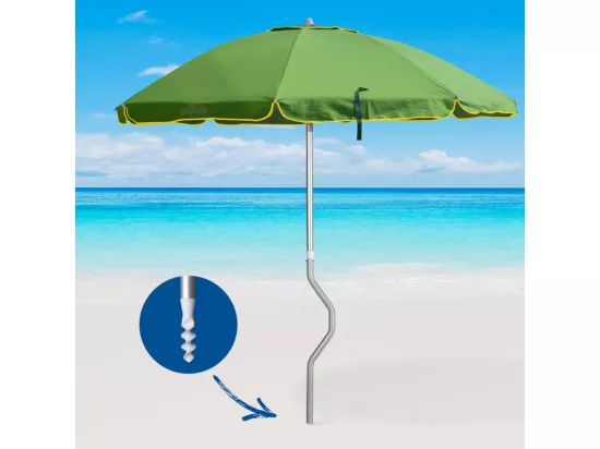 Parasol de plage 220 cm avec fixation à vis hélicoïdale Calma