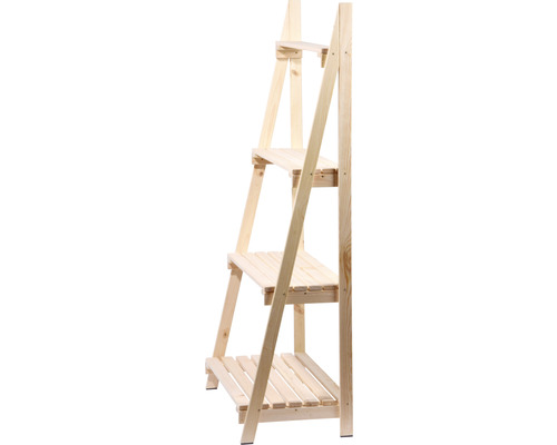 Houten plantenplank 75 x 39 x 146 cm natuurlijke afwerking inclusief vier opbergvakken
