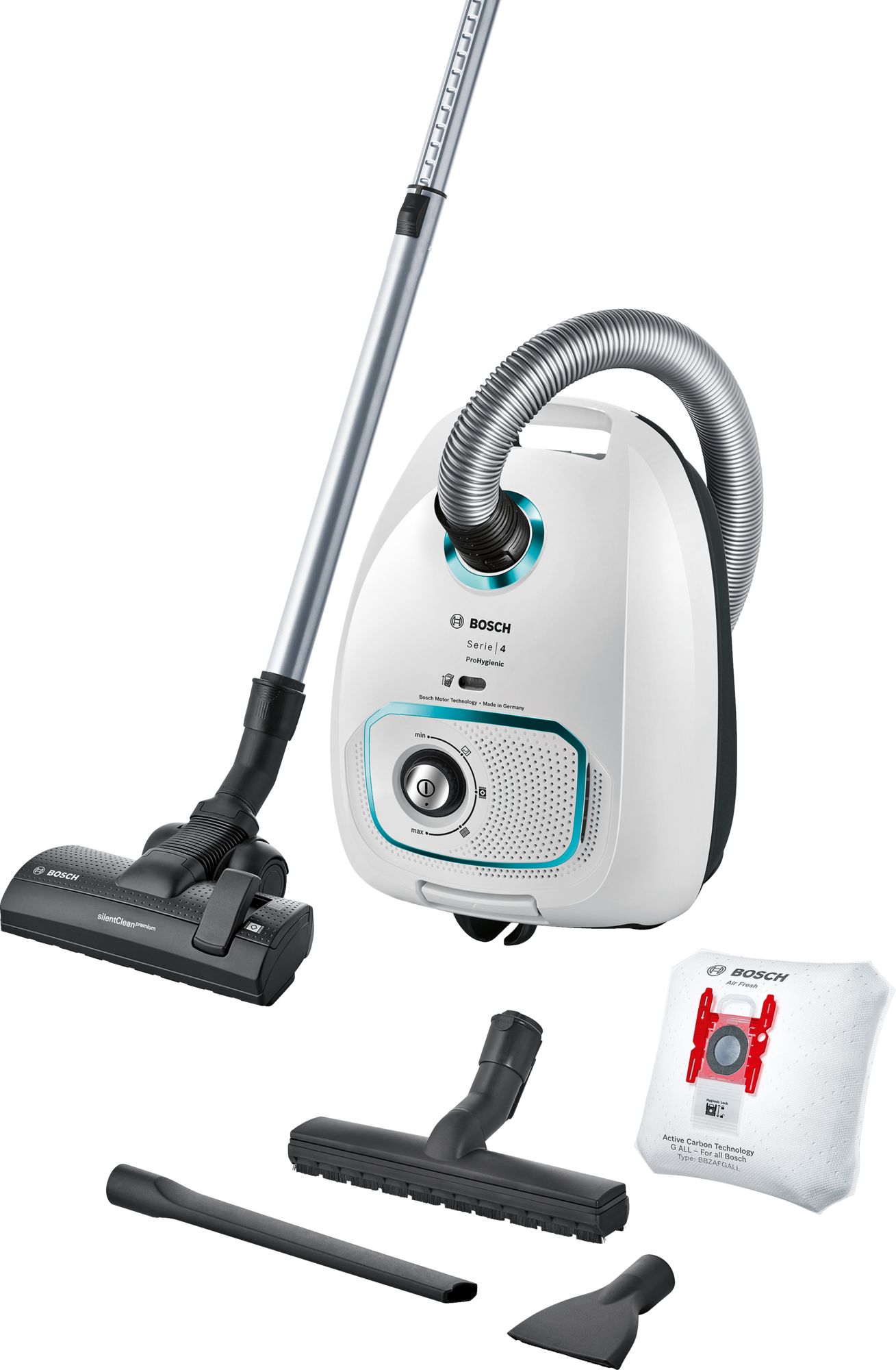 Aspirador de pó com saco ProHygienic Série 4, branco, BGLS4HYG2