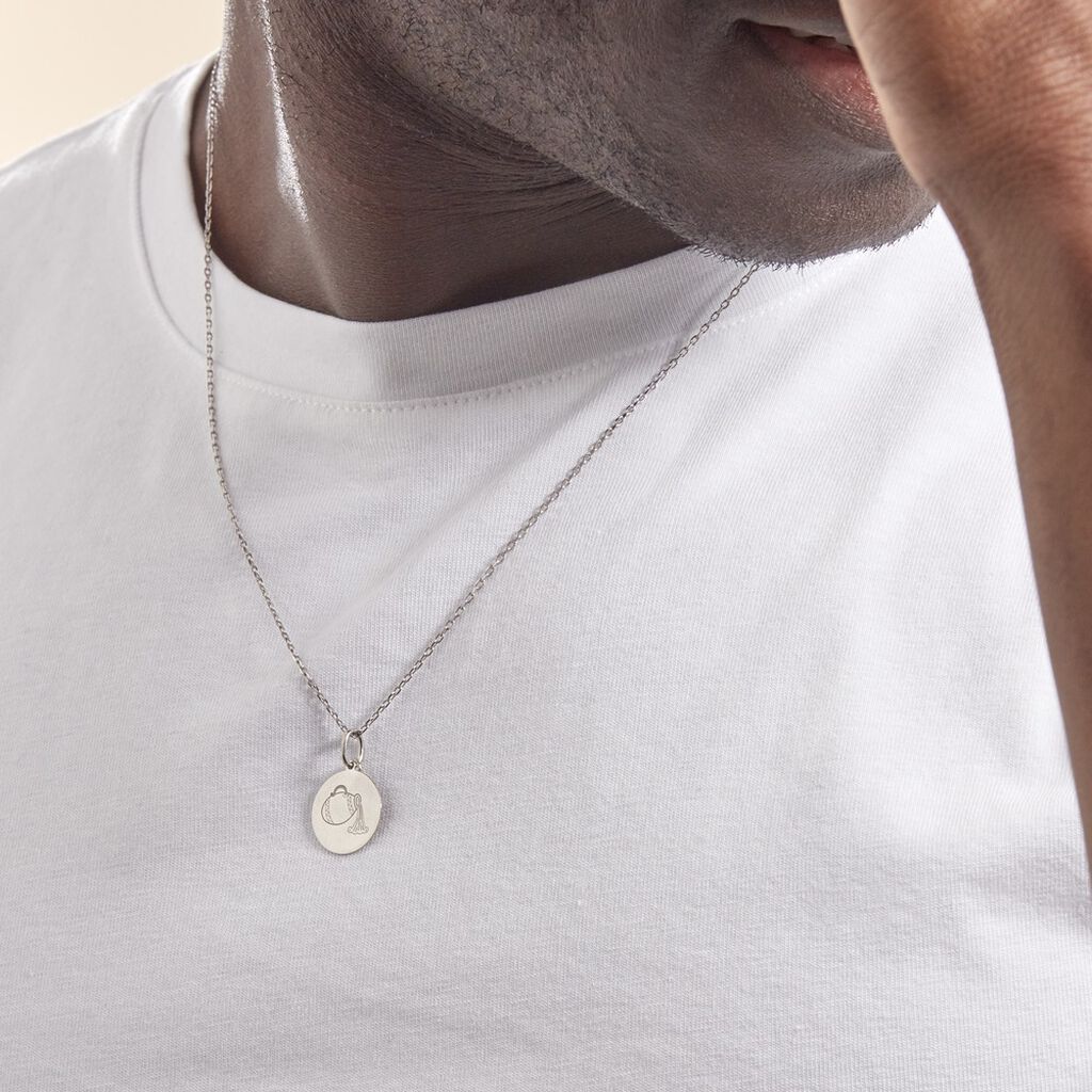 Pendentif Zodiaque Rond Argent Blanc