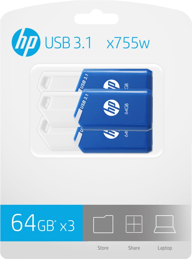 HP x755w USB 3.1 flashdrev 64 GB (3-pak)