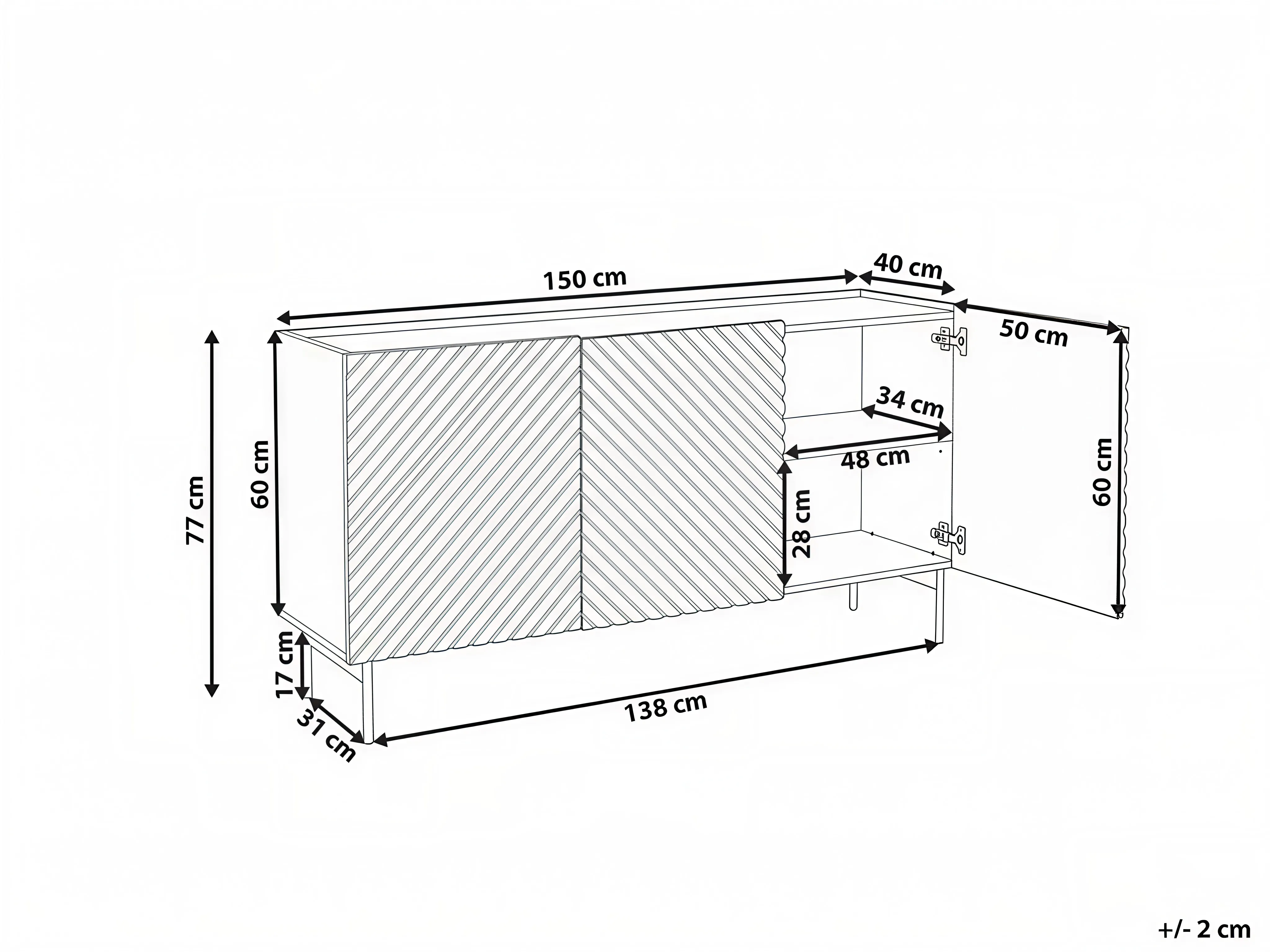 Dressoir met 3 deuren YARAKA Lichtbeige