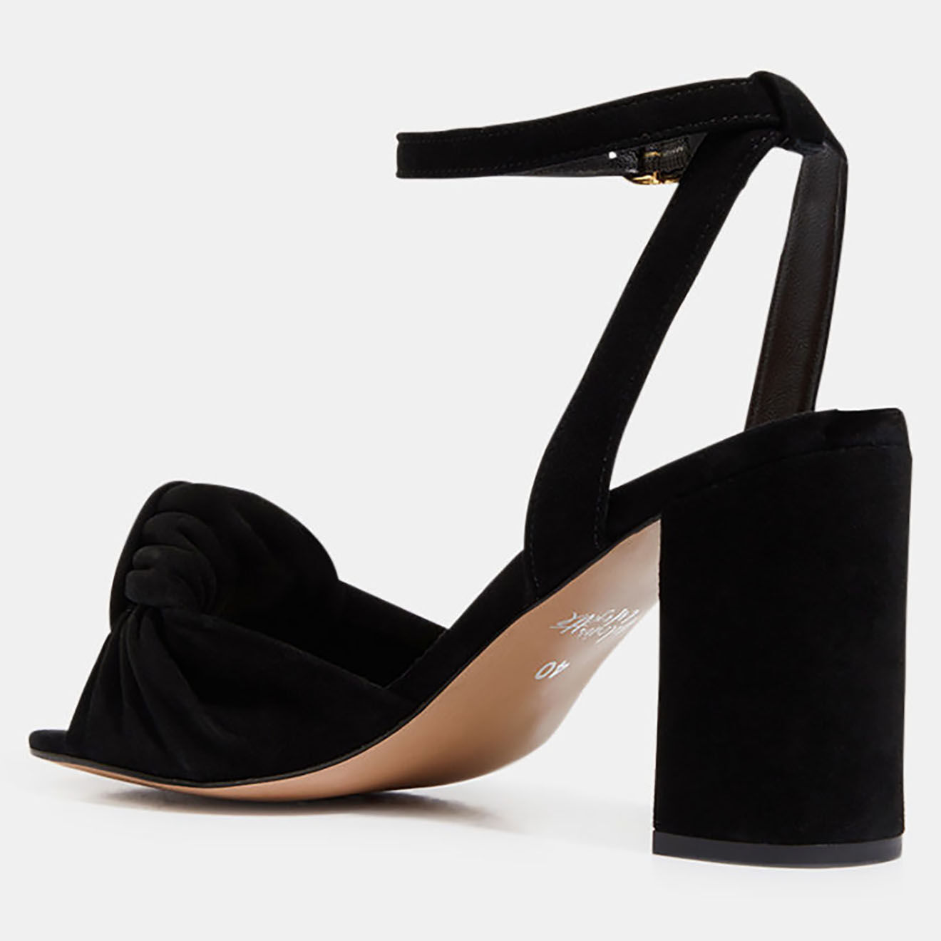 Galeries Lafayette Sandales à talon en Velours de Cuir noires - Talon 8.5 cm