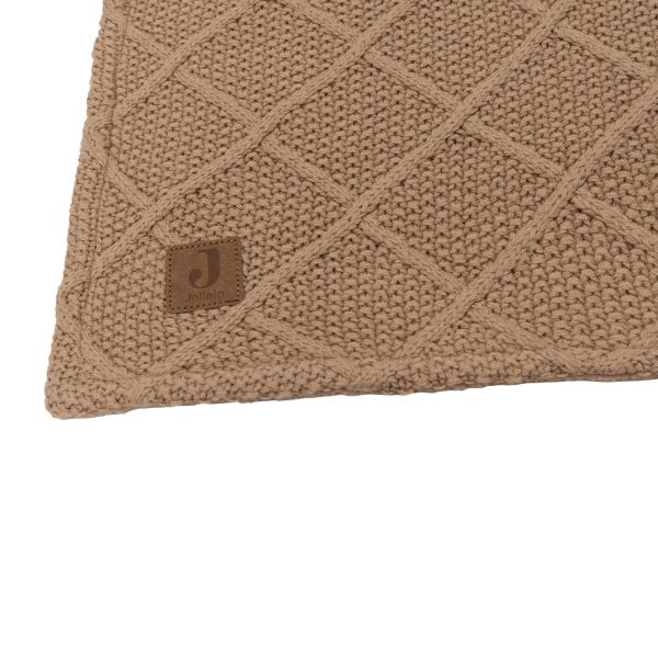 Jollein Check Knit Wiegdeken 75 x 100 cm - Biscuit / Teddy Fleece