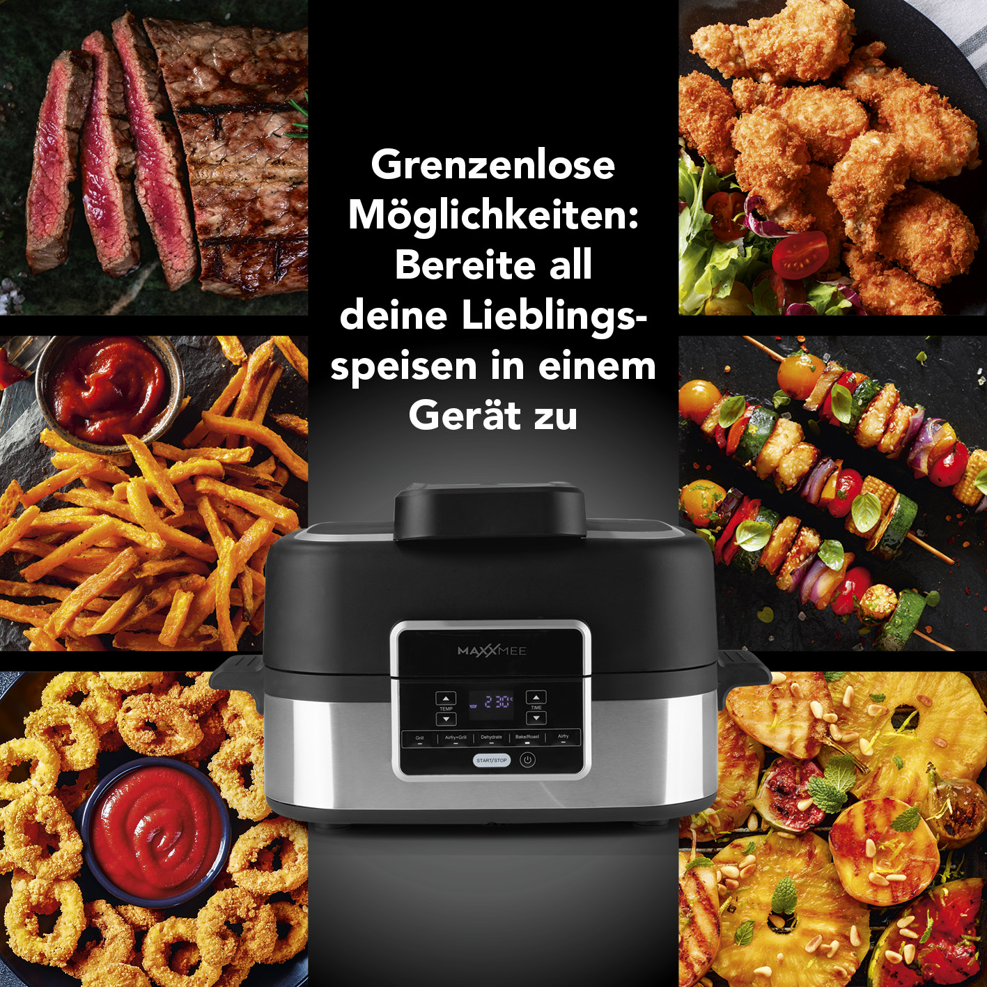MAXXMEE Multi-Grill mit Heißluft-Funktion 1500W