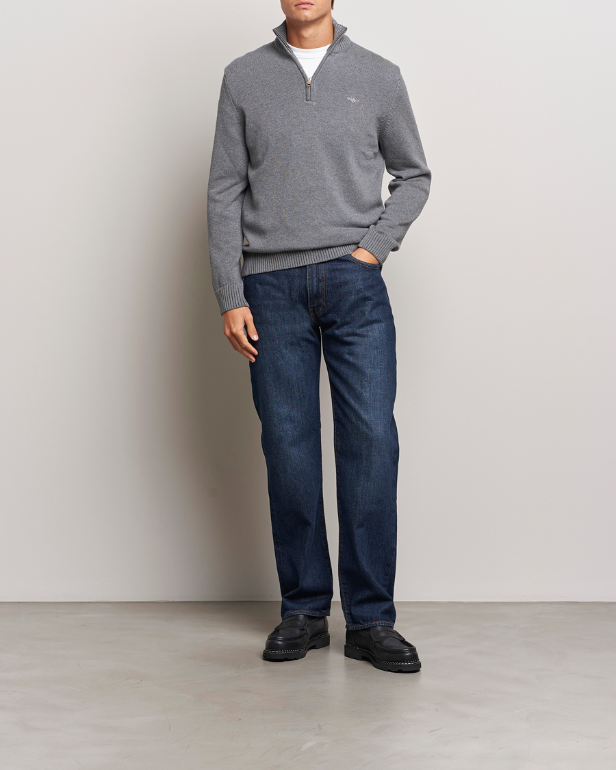 GANT Casual Cotton Half Zip Dark Grey Melange