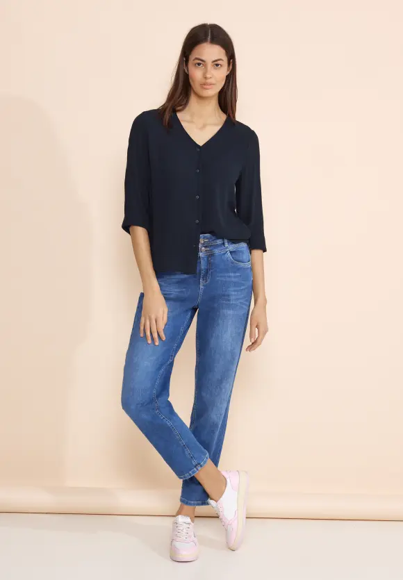 Materialmix Shirt - deep blue