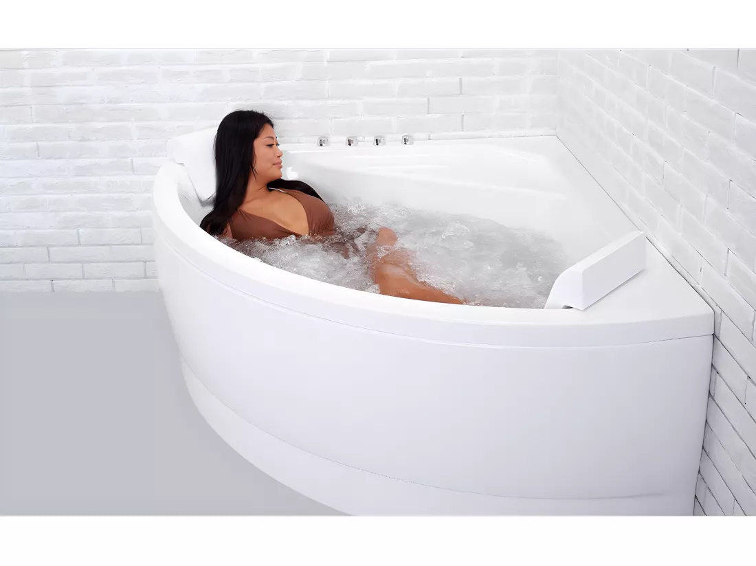 Baignoire balnéo d'angle SELONIA Wave L140xl140xH58cm, by SPALINA