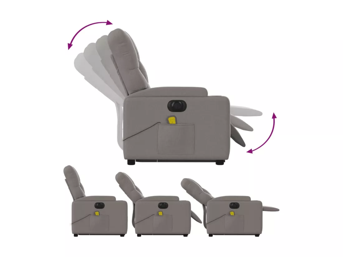 Fauteuil inclinable massant électrique Taupe Tissu