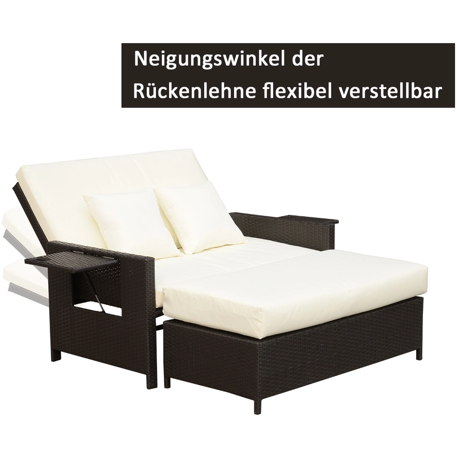 Outsunny Polyrattan Lounge-Sofa mit Kissen dunkelbraun