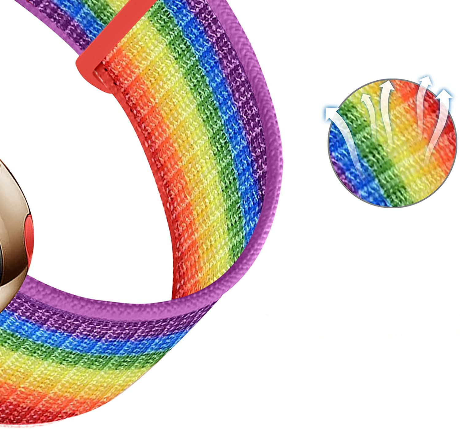 Apple Watch (42/41/40/38 mm) Nylon Ersatz Armband mit Klettverschluss (Gelenkumfang: 170-215mm) - Regenbogen