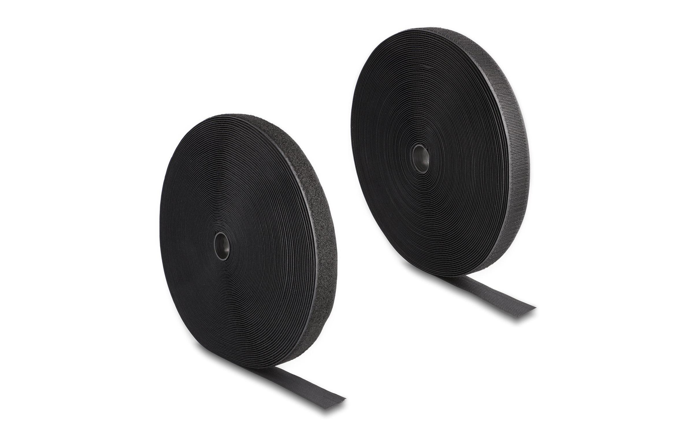 Klettband 25m x 25mm Strapazierfähig SchwarzDelock Strapazierfähiges Klettband mit Haft- und Flauschband L 25 m x B 25 mm schwarz