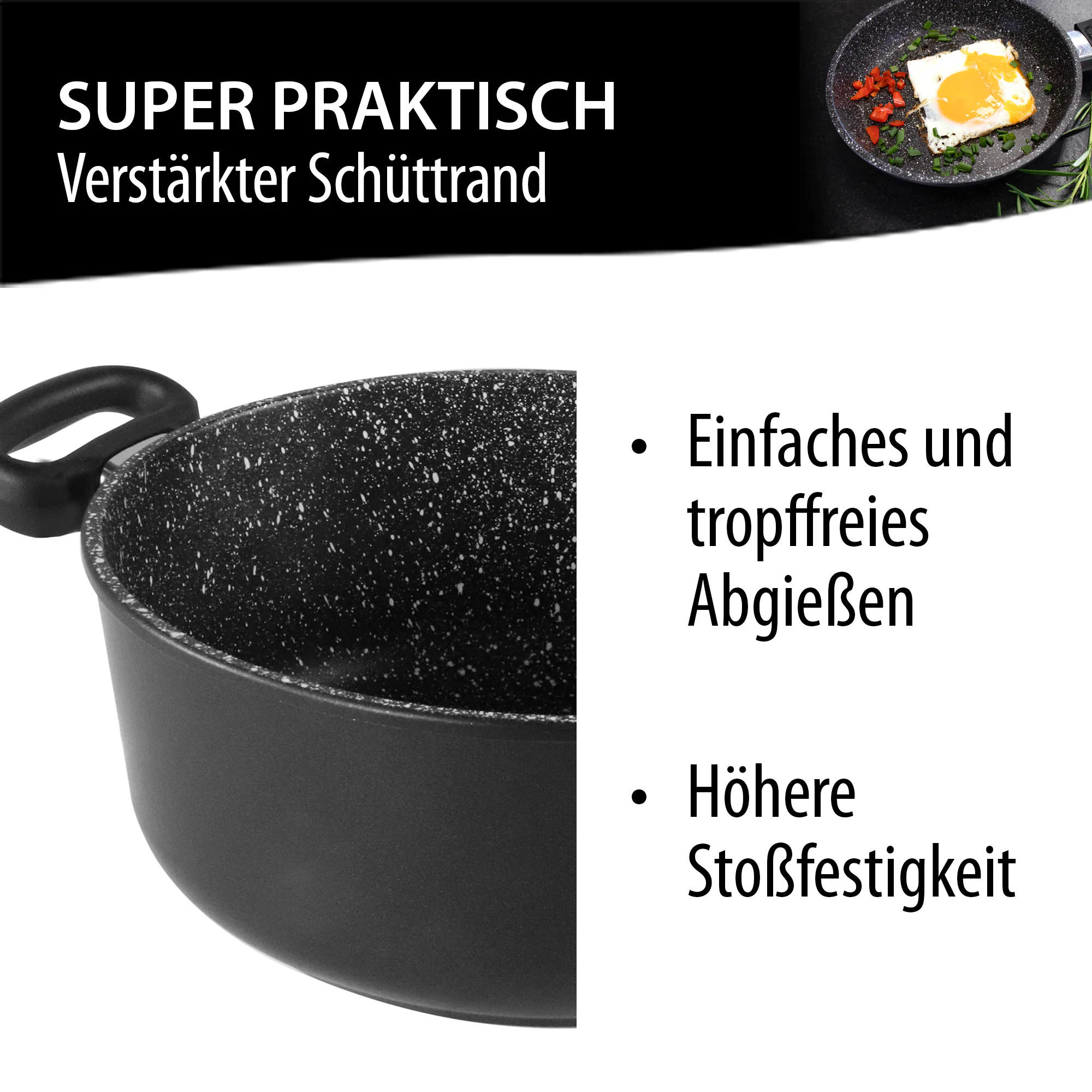 STONELINE® Made in Germany Kochtopf, 24 cm, Kokillenguss