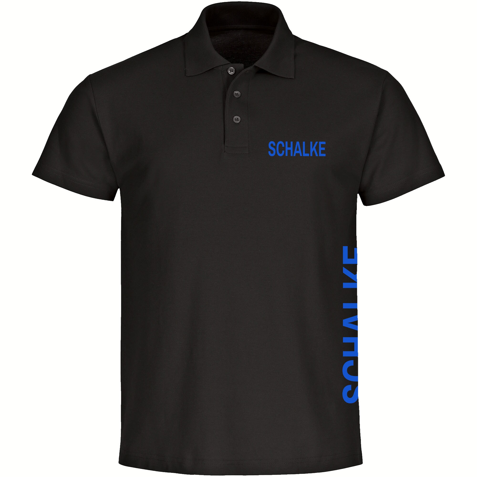 multifanshop® Poloshirt - Schalke - Brust & Seite - Druck blau