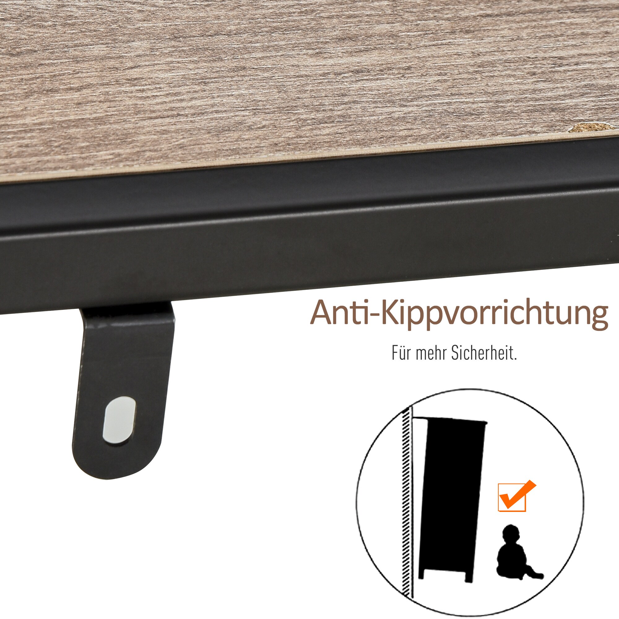 HOMCOM Standregal im industriellen Stil Eiche, schwarz 120 x 32 x 95 cm (BxTxH)