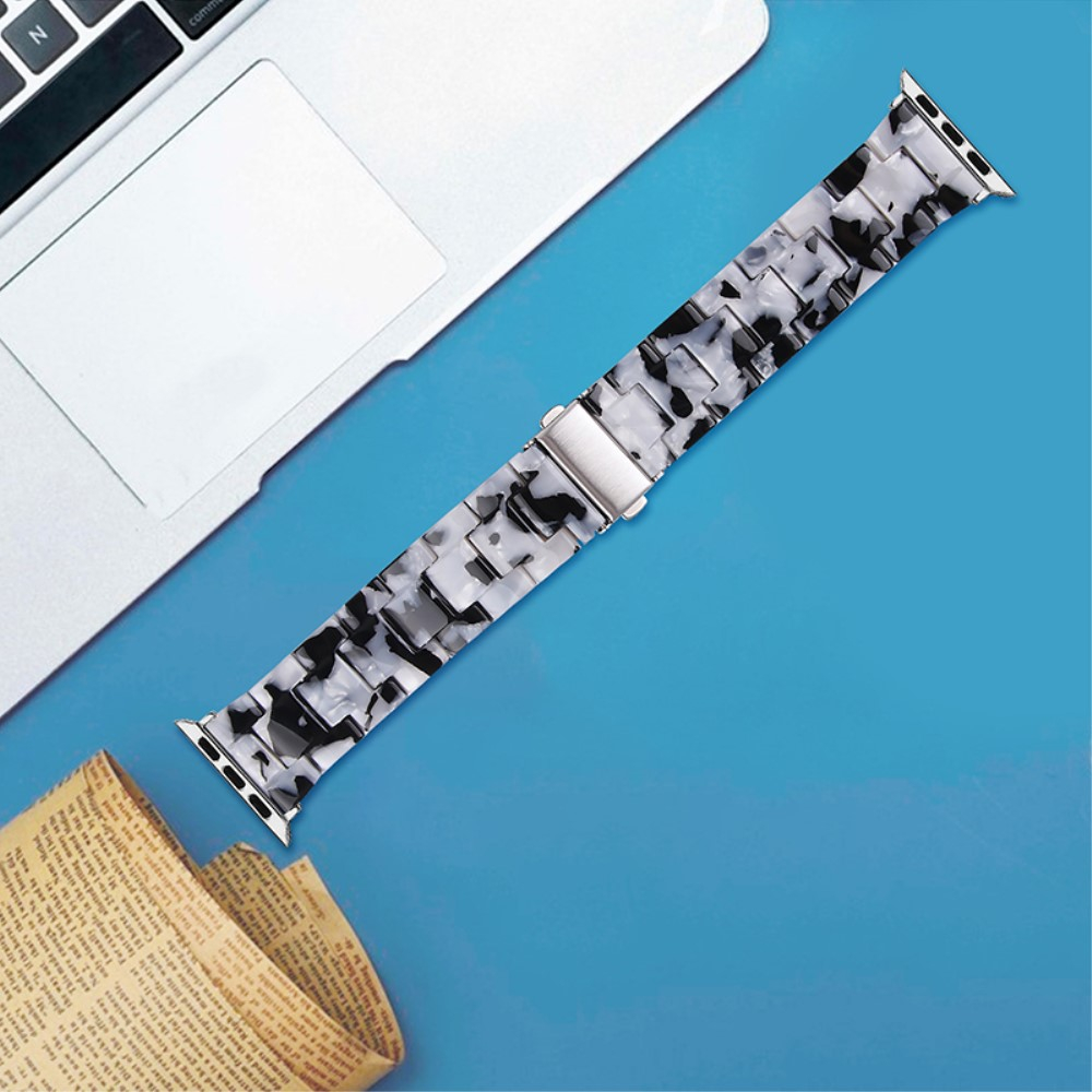 Apple Watch (42/41/40/38 mm) Resin Armband mit Faltschliesse - Schwarz / Weiss